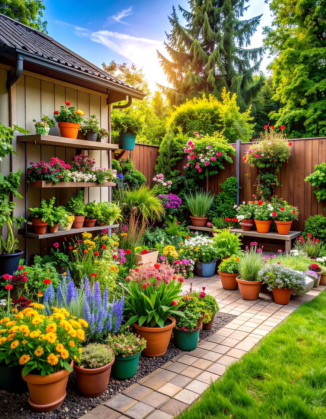 Corner Container Garden Paradise - 24 Corner Patio Ideas
