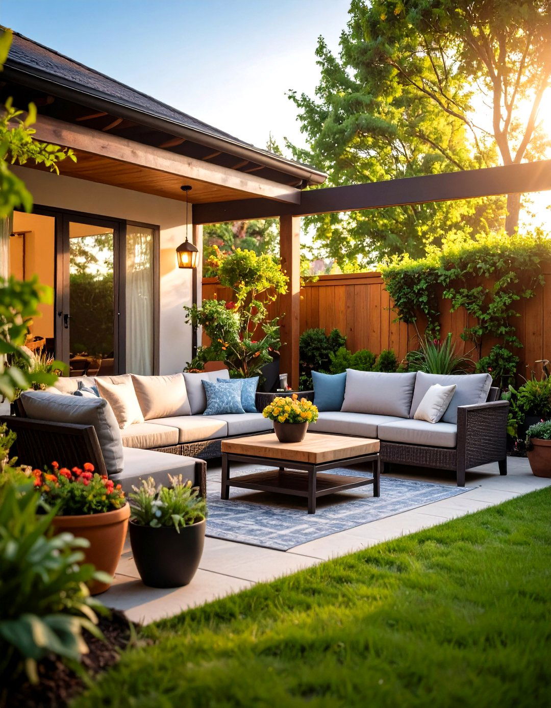 Corner Conversation Patio - 24 Small Backyard Patio Ideas