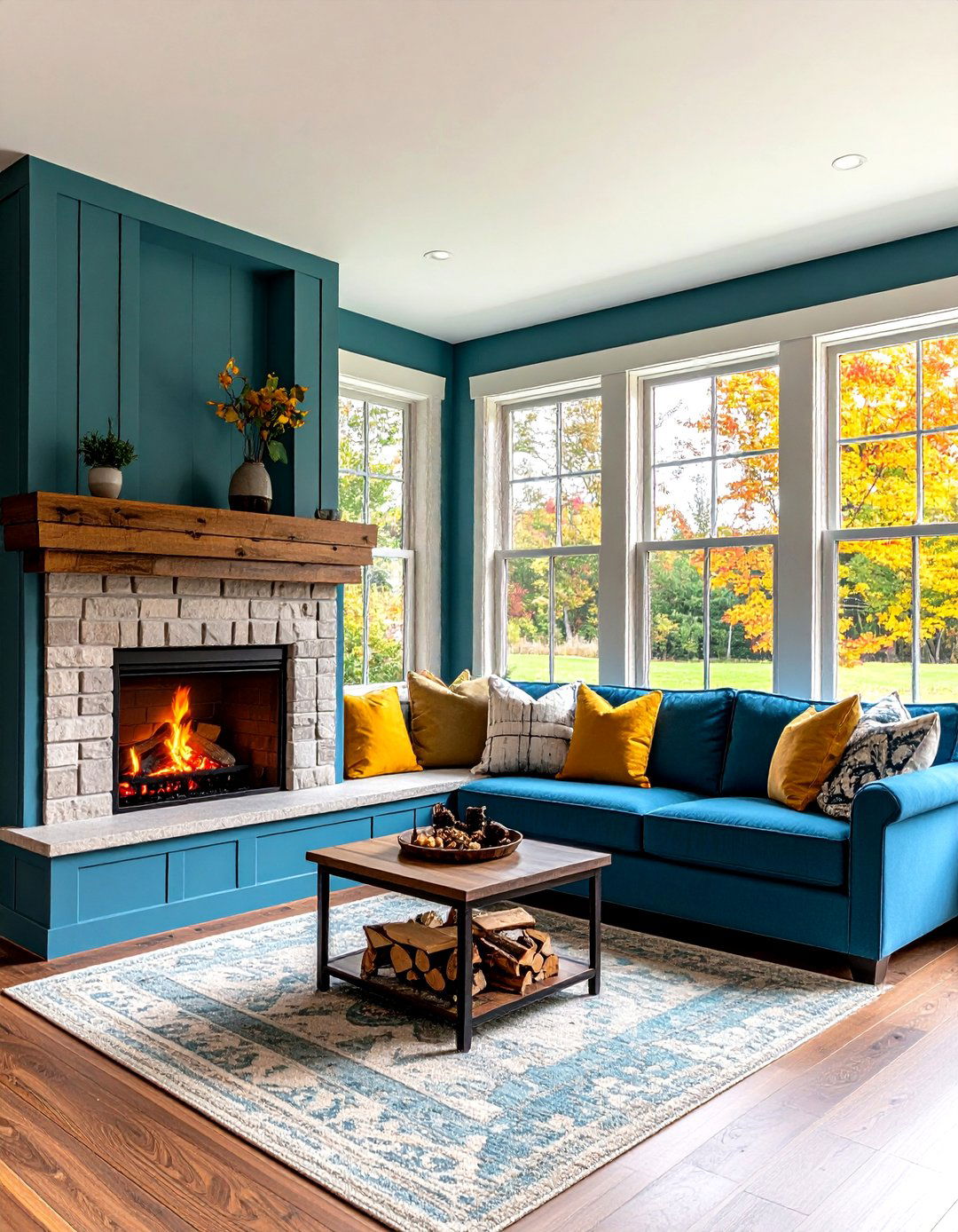 Corner Fireplace Farmhouse Arrangement - 24 Farmhouse Fireplace Ideas