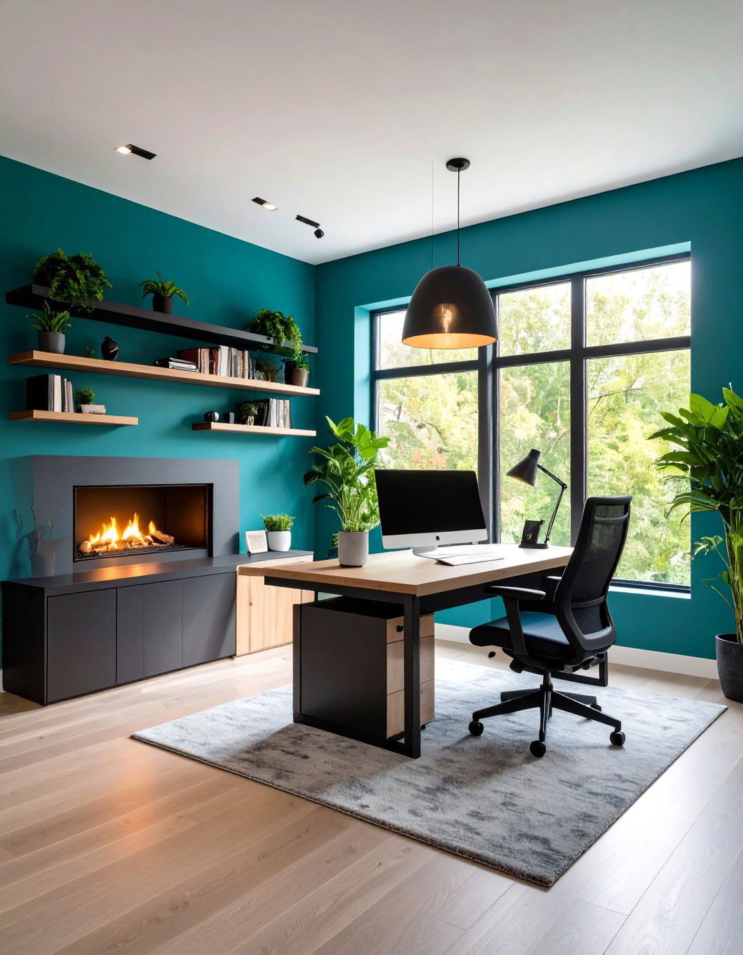 Corner Fireplace Maximization - 24 Home Office With Fireplace Ideas
