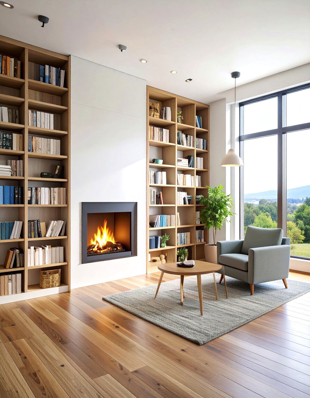 Corner Fireplace with Shelving Integration - 24 Corner Gas Fireplace Ideas
