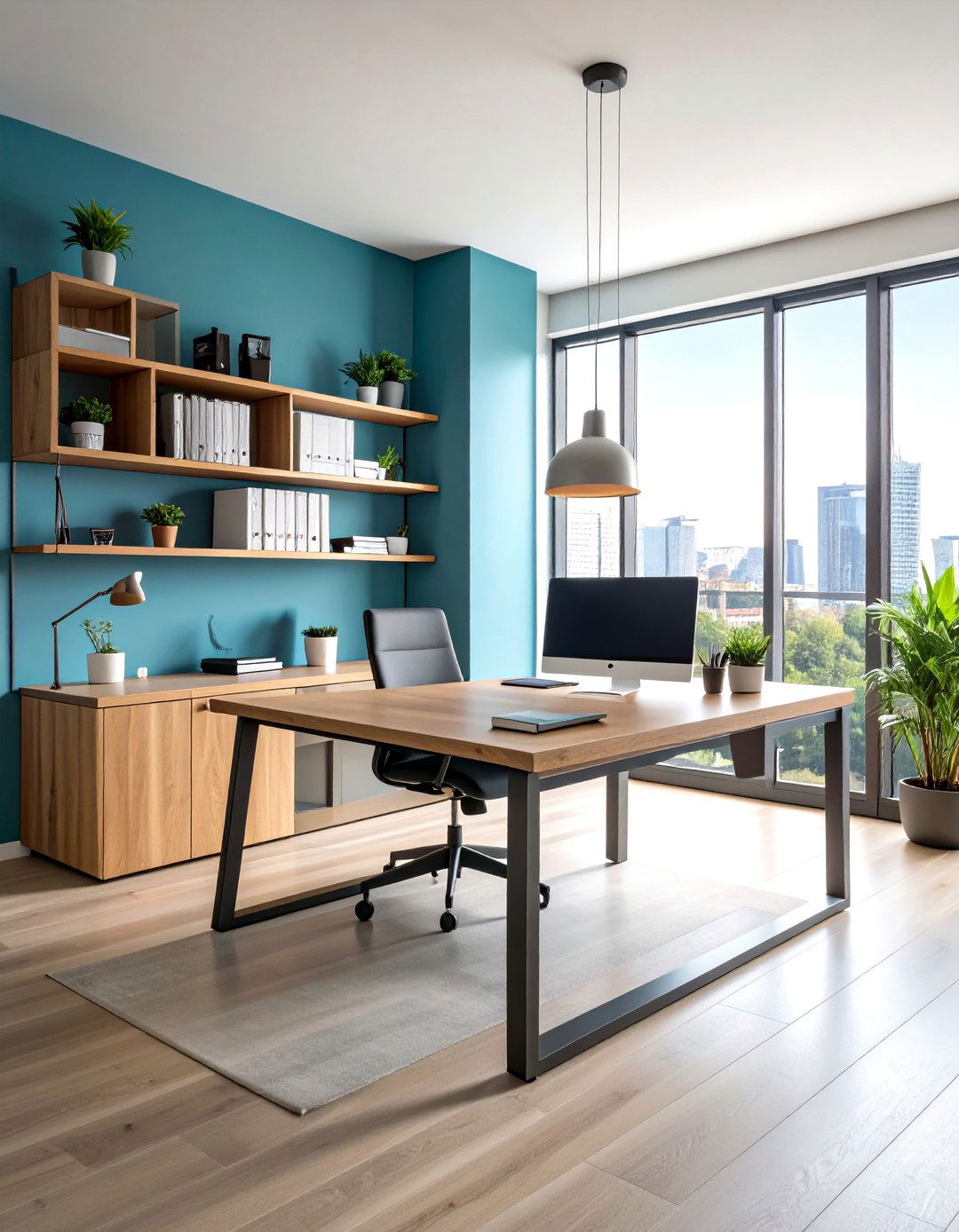 Corner Floating Desk with Shelving - 24 Studio Furniture Ideas