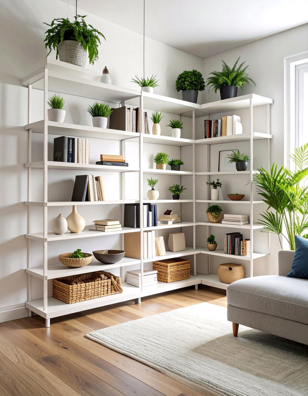 Corner Floating Shelf Arrangements - 24 Living Room Bookshelf Ideas