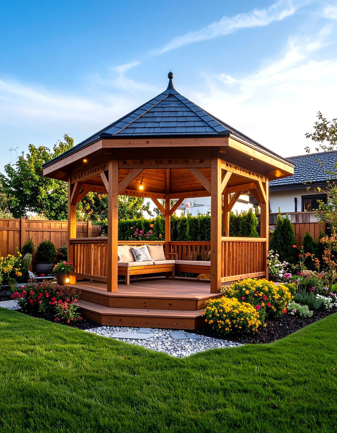 Corner Gazebo for Space Efficient Design - 24 patio with a gazebo ideas