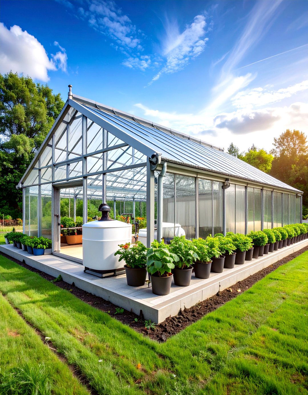 Corner Greenhouse with Rain Collection Systems - 24 Corner Greenhouse Ideas