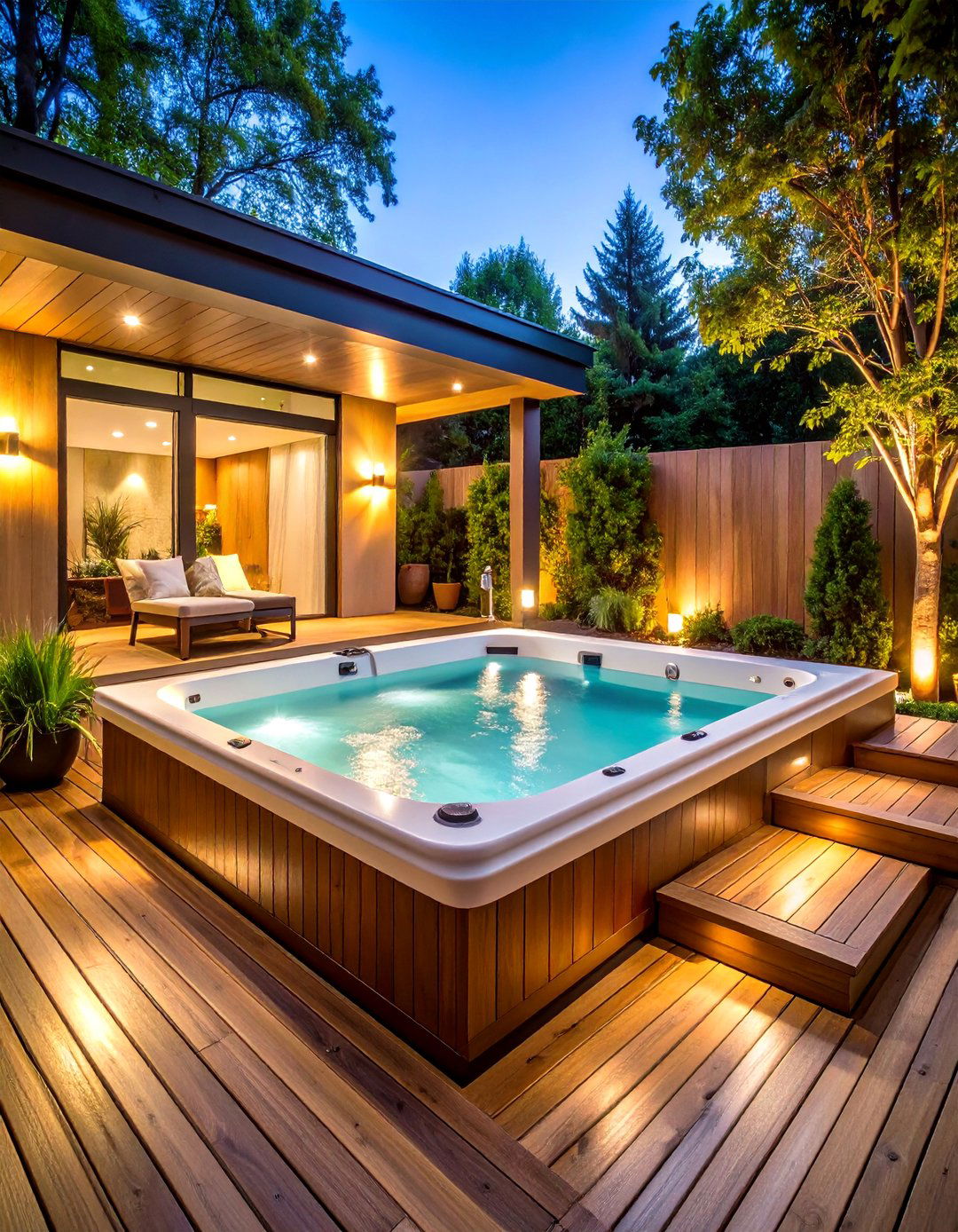 Corner Hot Tub Spa Retreat - 24 Corner Patio Ideas