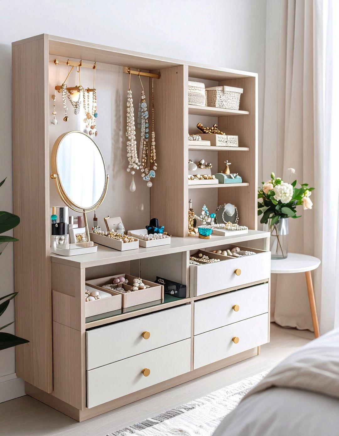 Corner Jewelry Display and Organization Center - 24 Bedroom Corner Ideas