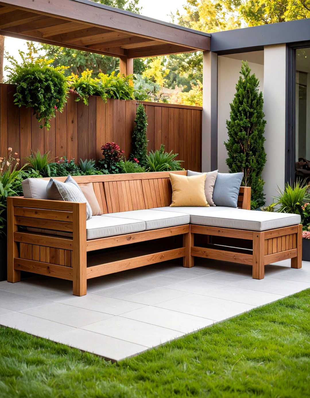 Corner L Shaped Bench - 24 Garden Bench Ideas