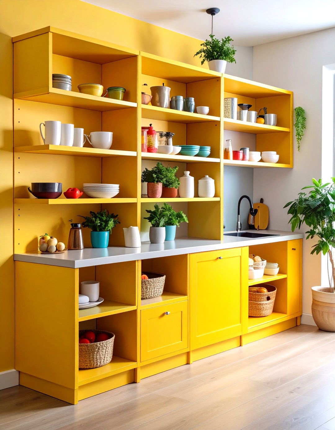 Corner L Shaped Open Shelving - 24 Open Shelving Kitchen Ideas