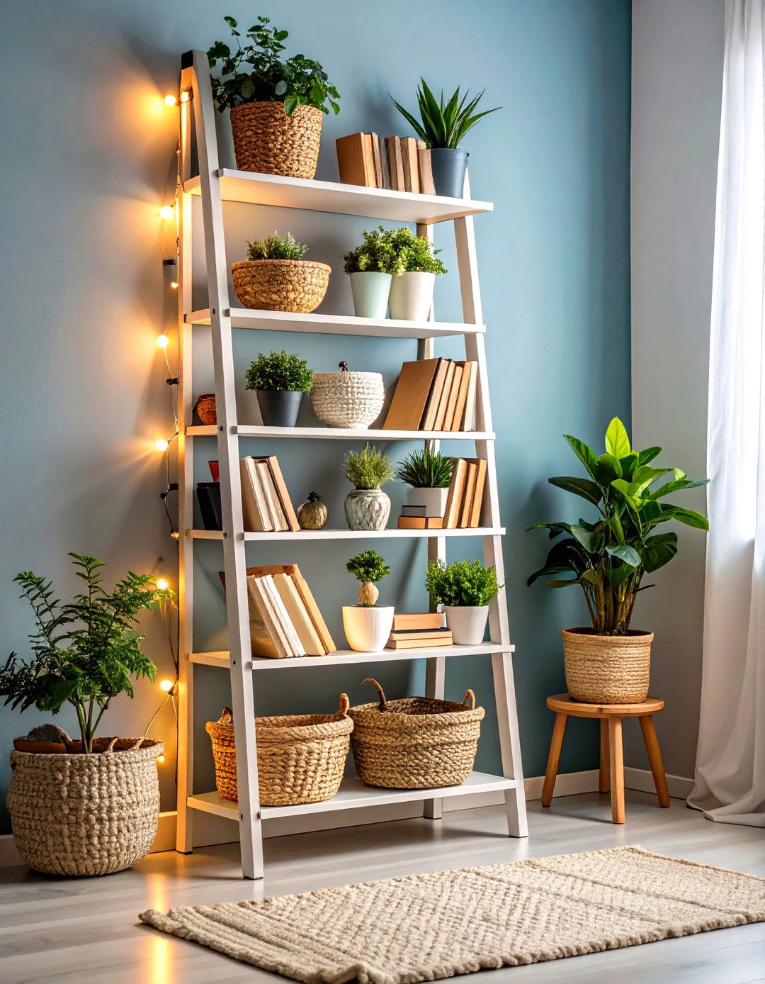 Corner Ladder Shelf Display - 24 Corner Decoration Ideas