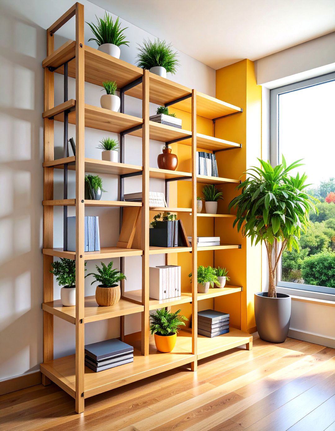Corner Ladder Shelving Units - 24 Office Shelving Ideas