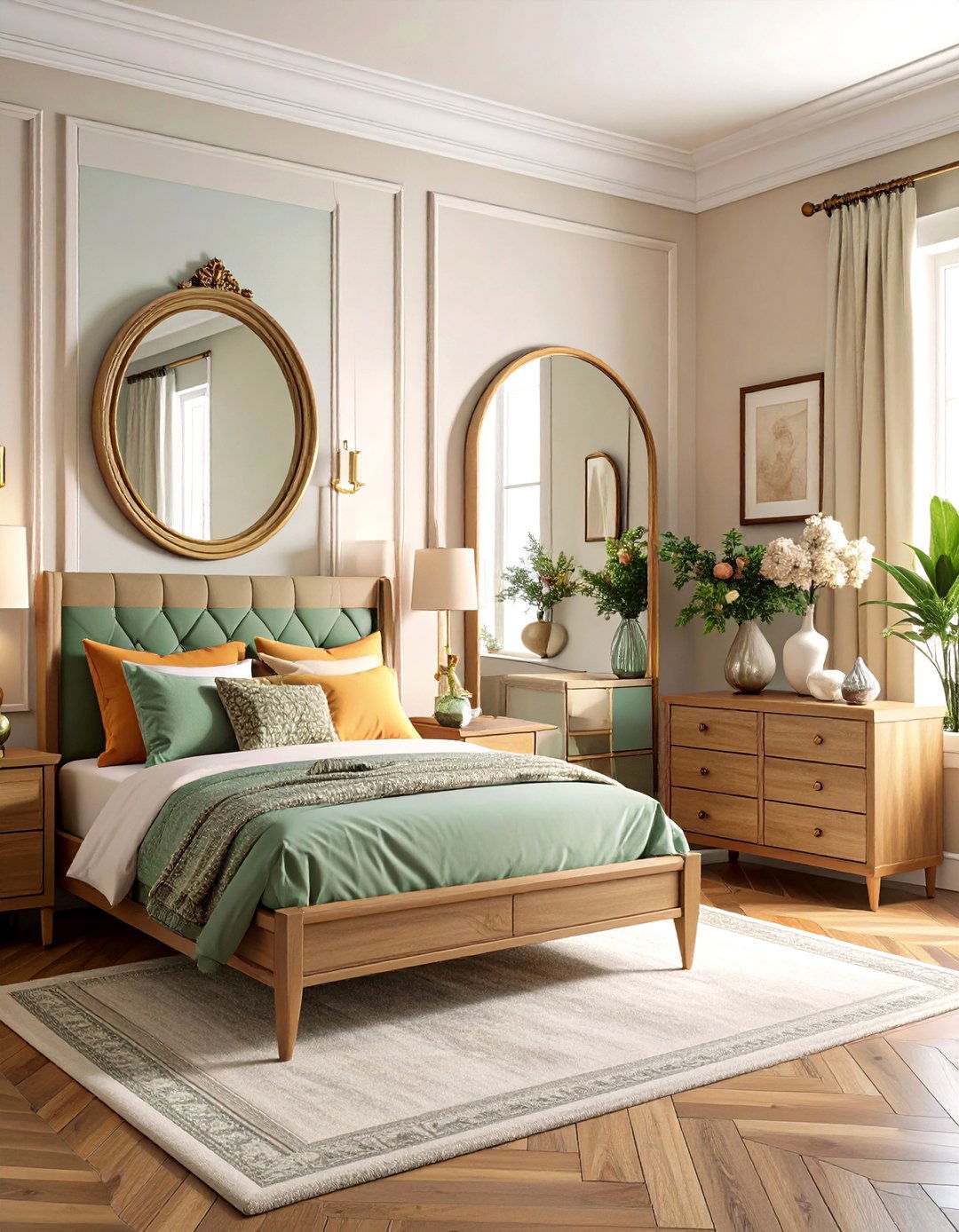 Corner Mirror Gallery Wall with Decorative Accents - 24 Bedroom Corner Ideas