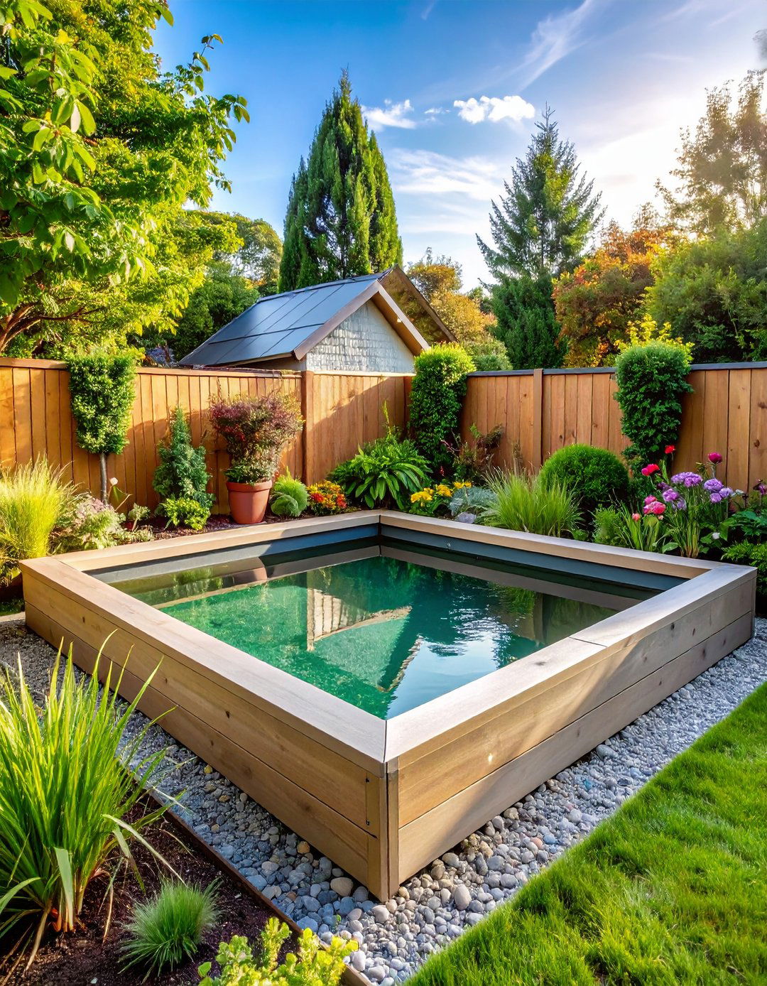 Corner Mounted Triangular Raised Pond - 24 Raised Garden Pond Ideas