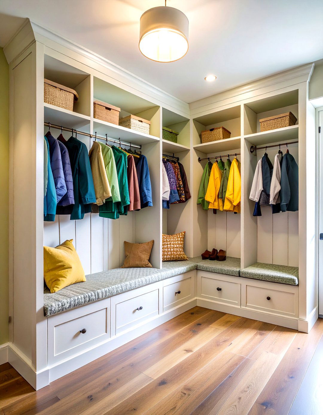 Corner Mudroom Space Maximization - 24 Farmhouse Mudroom Ideas