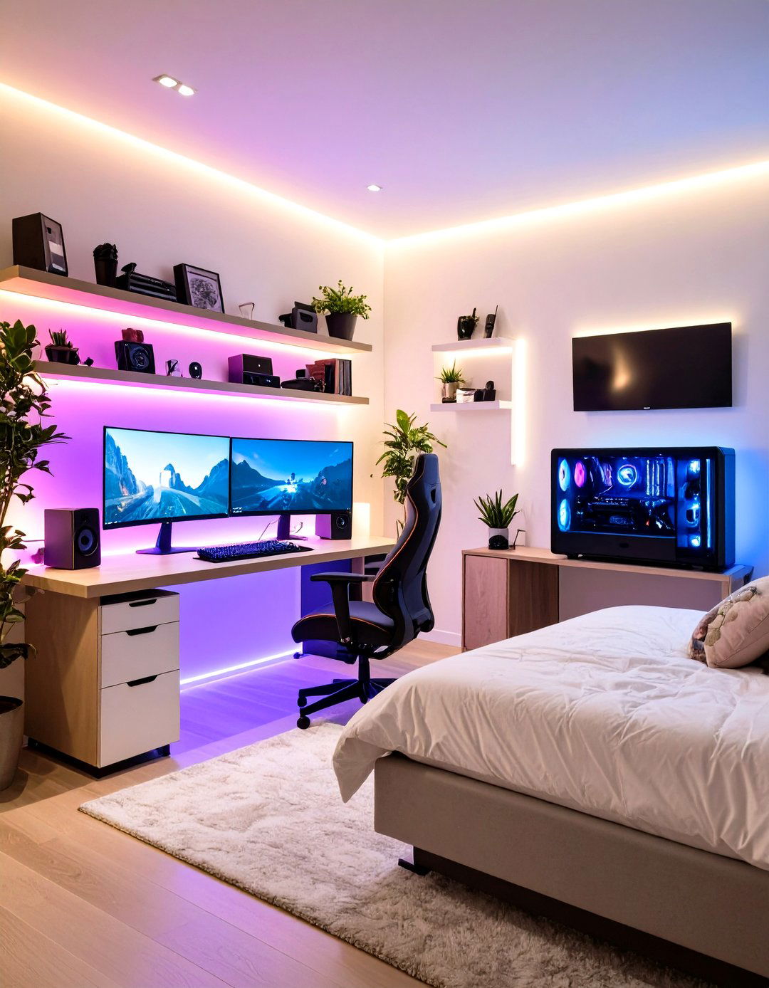 Corner PC Gaming Station Setup - 24 Small Game Room Ideas