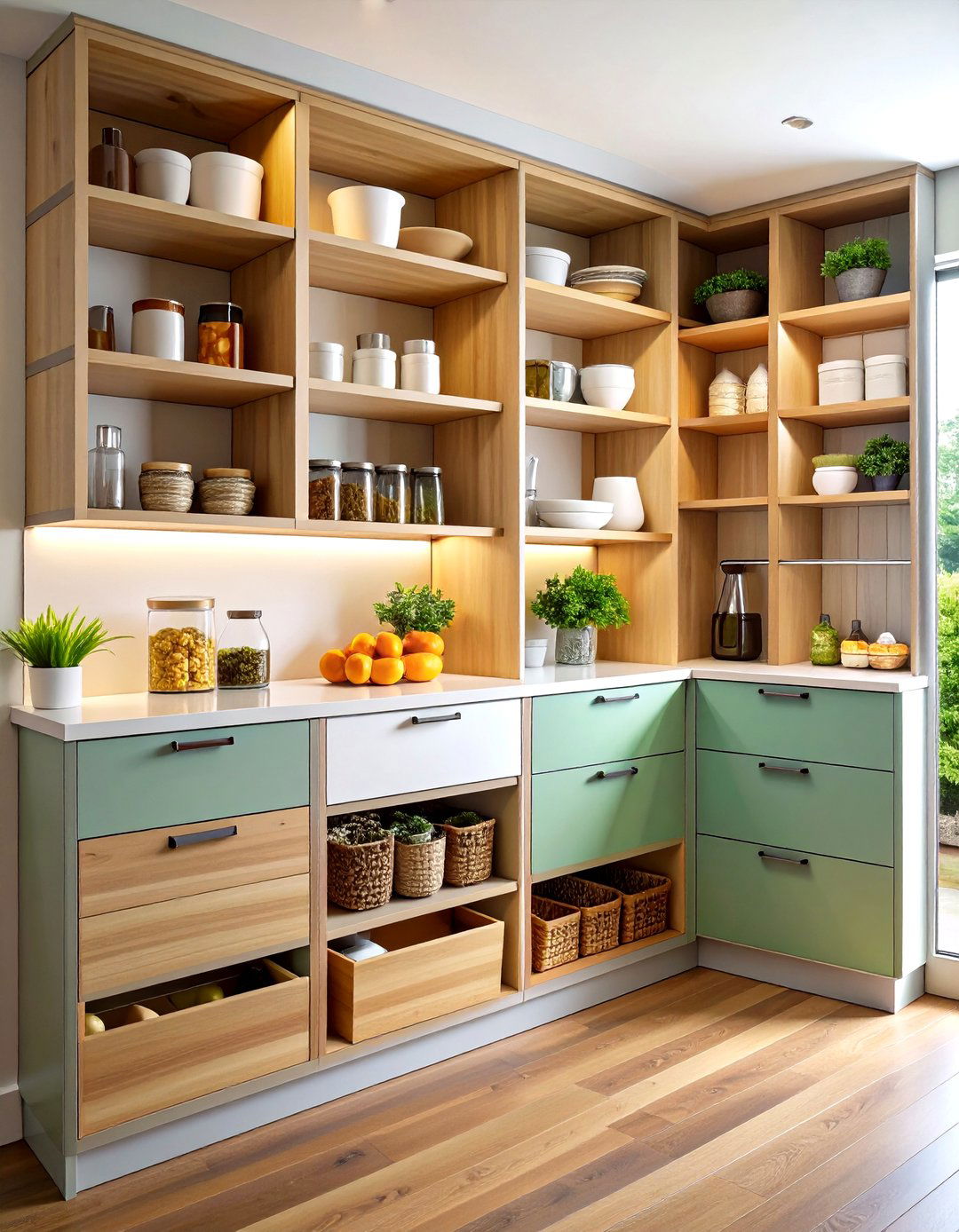 Corner Pantry with Rotating Carousel System - 24 Kitchen Pantry Ideas