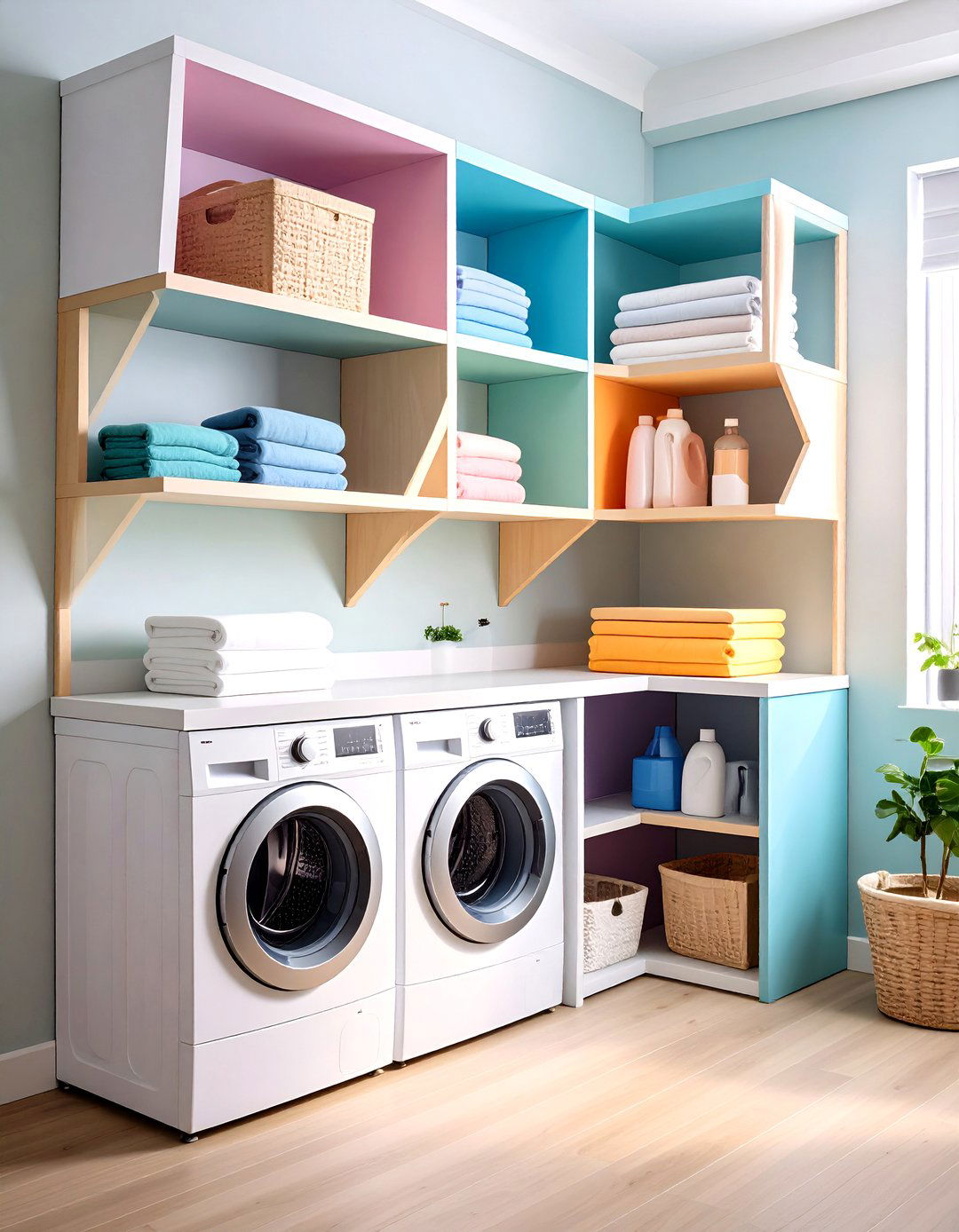 Corner Shelf Maximization System - 24 Laundry Detergent Storage Ideas