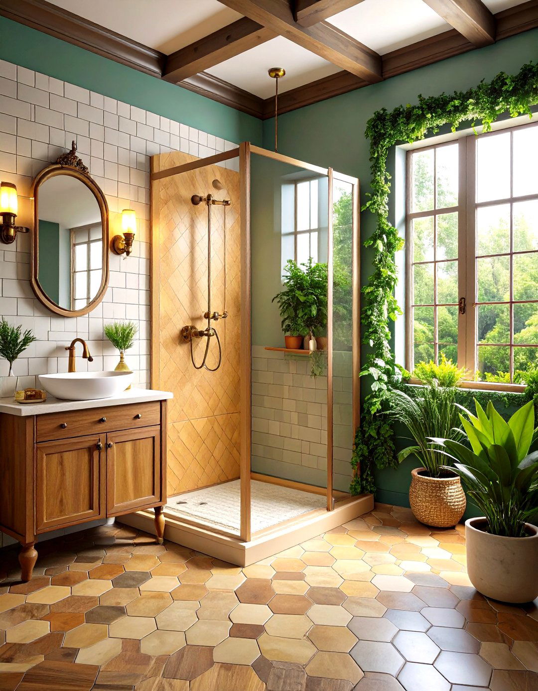 Corner Shower with Vintage Charm - 24 Corner Shower Ideas