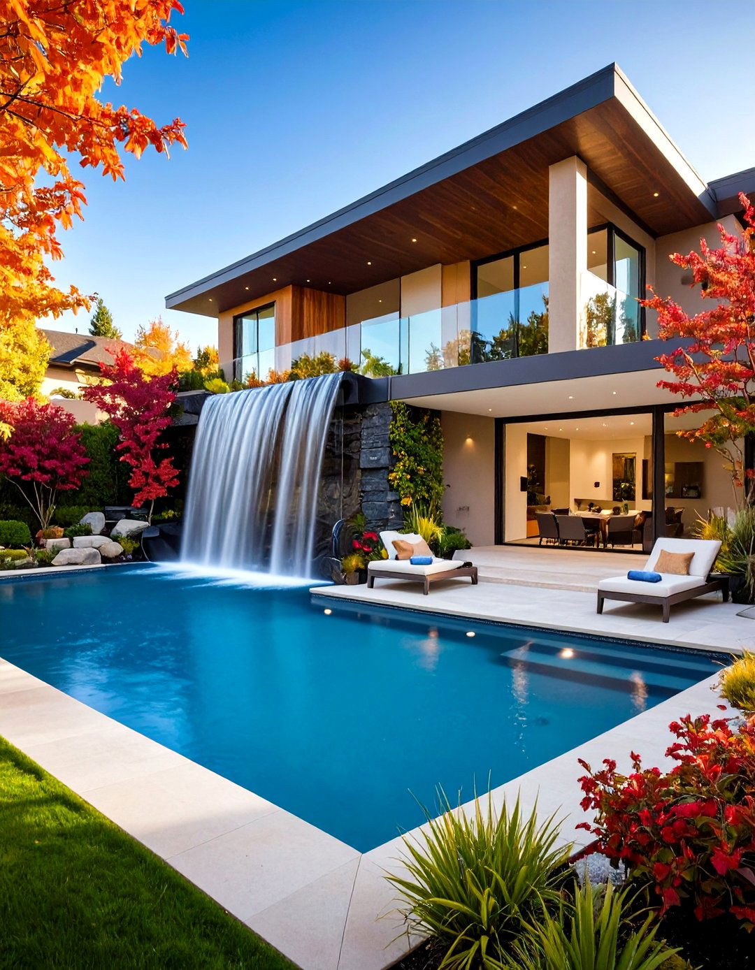 Corner Space Maximizing Waterfall - 24 Pondless Waterfall Design Ideas