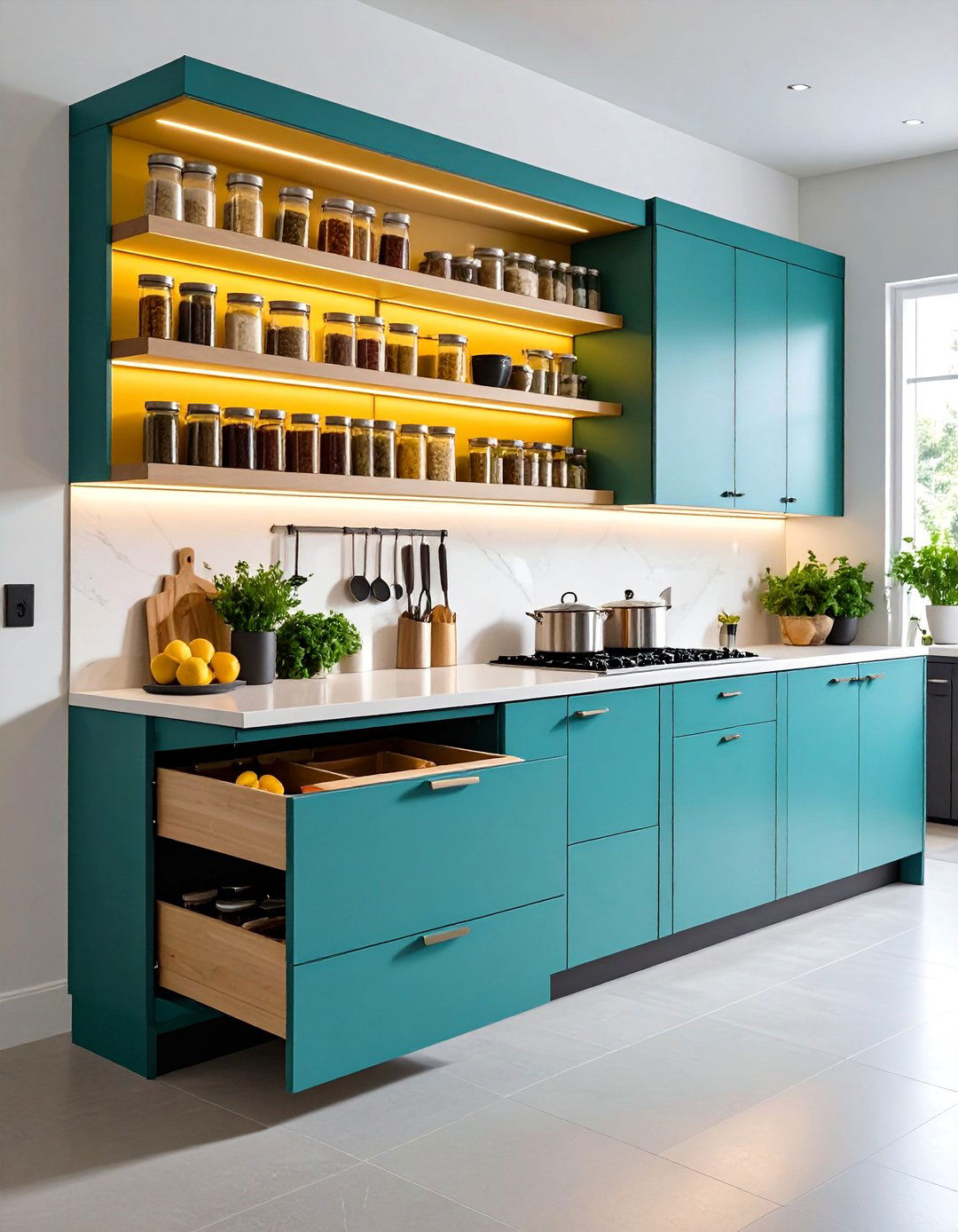 Corner Spice Rack with Tiered Pull Out Shelves - 24 Blind Corner Kitchen Cabinet Ideas