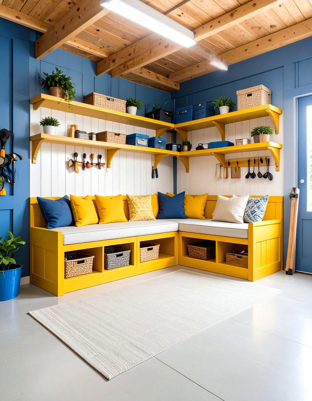 Corner Storage Bench - 24 Garage Entryway Ideas