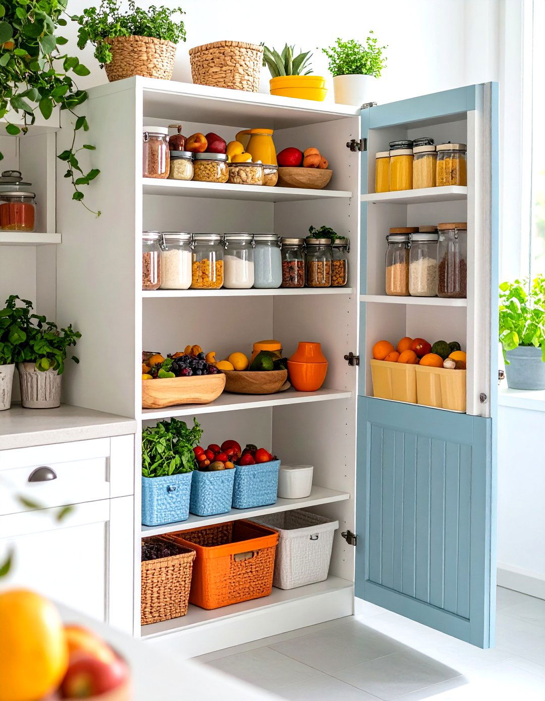 Corner Storage with Accordion Doors - 24 Kitchen Corner Ideas