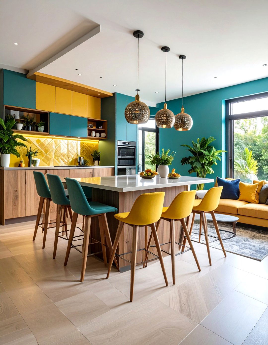 Corner TV Nook with Breakfast Bar Dining - 24 Small Living Room Ideas With Tv and Dining Table