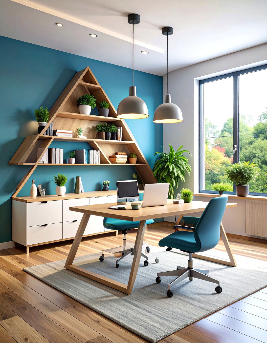 Corner Triangle Coffee Stand - 24 Office Coffee Station Ideas