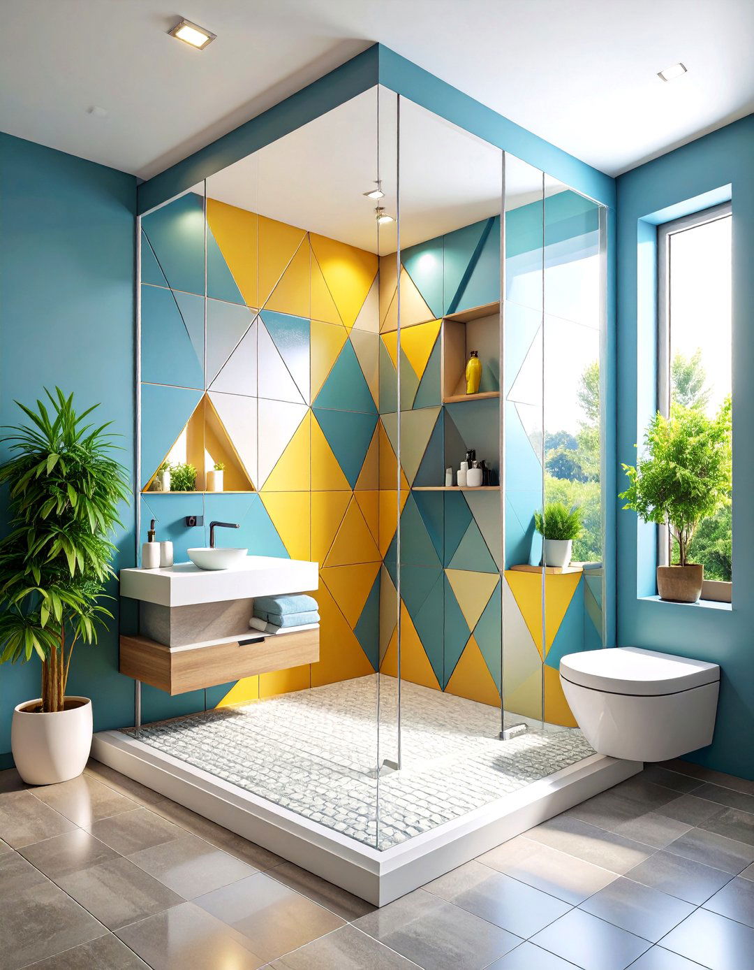 Corner Triangle Niche Design - 24 Shower Niche Ideas
