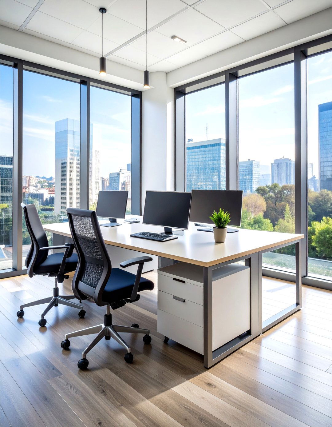 Corner Window Desk with L Shaped Design - 24 Desk in Front of Window Ideas