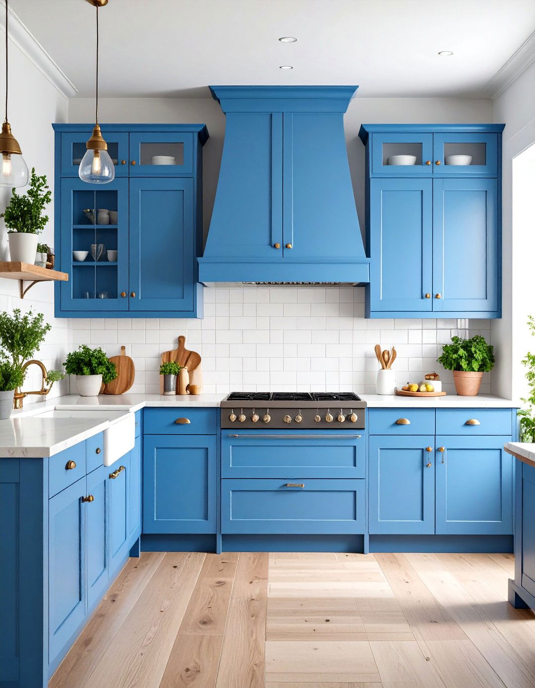 Cornflower Blue Kitchen Cabinetry - 24 Blue French Country Kitchen Ideas