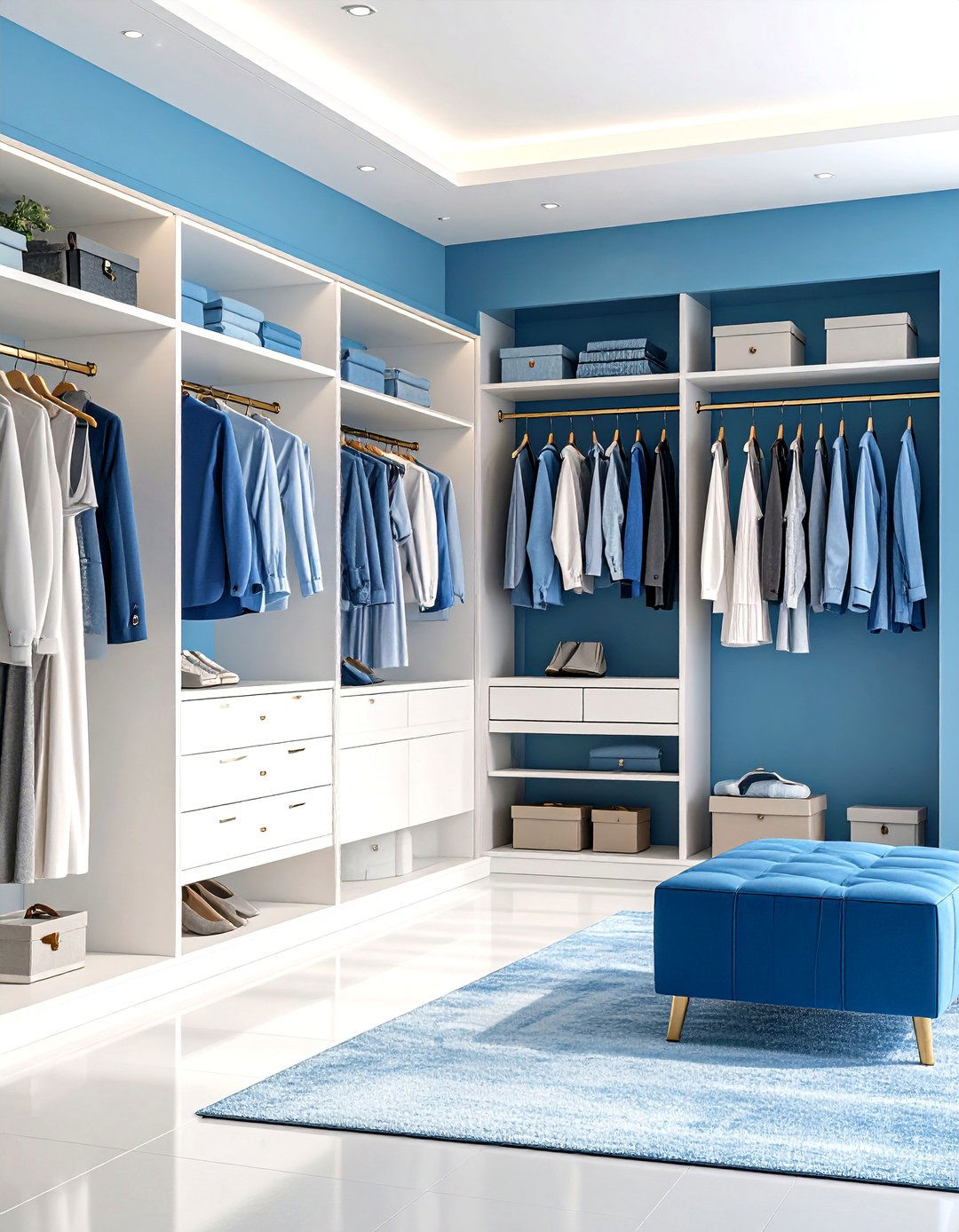 Cornflower Blue Walk in Closet - 24 Blue Room Ideas