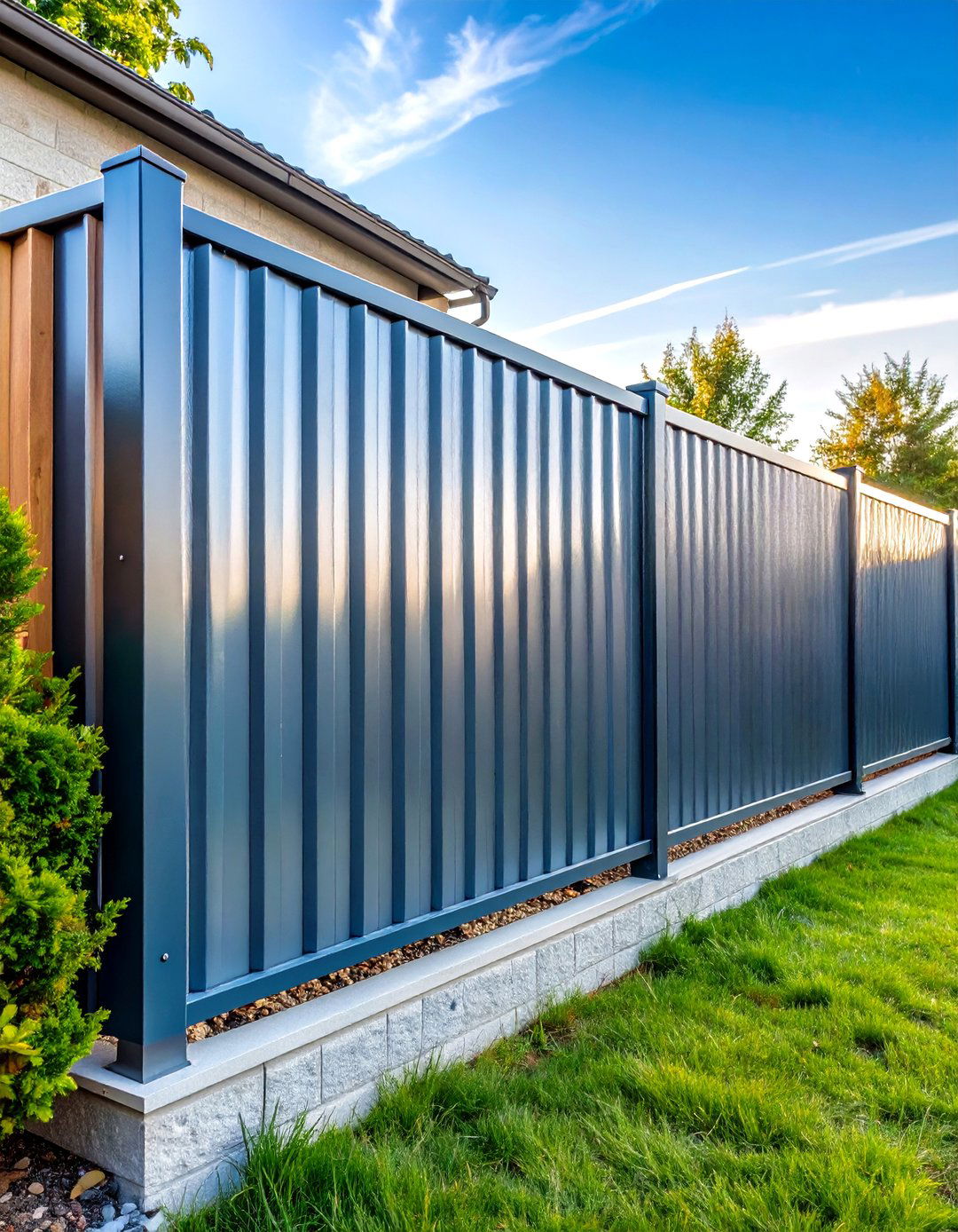 Corrugated Metal Corner Fence With Industrial Appeal - 24 Corner Fence Ideas