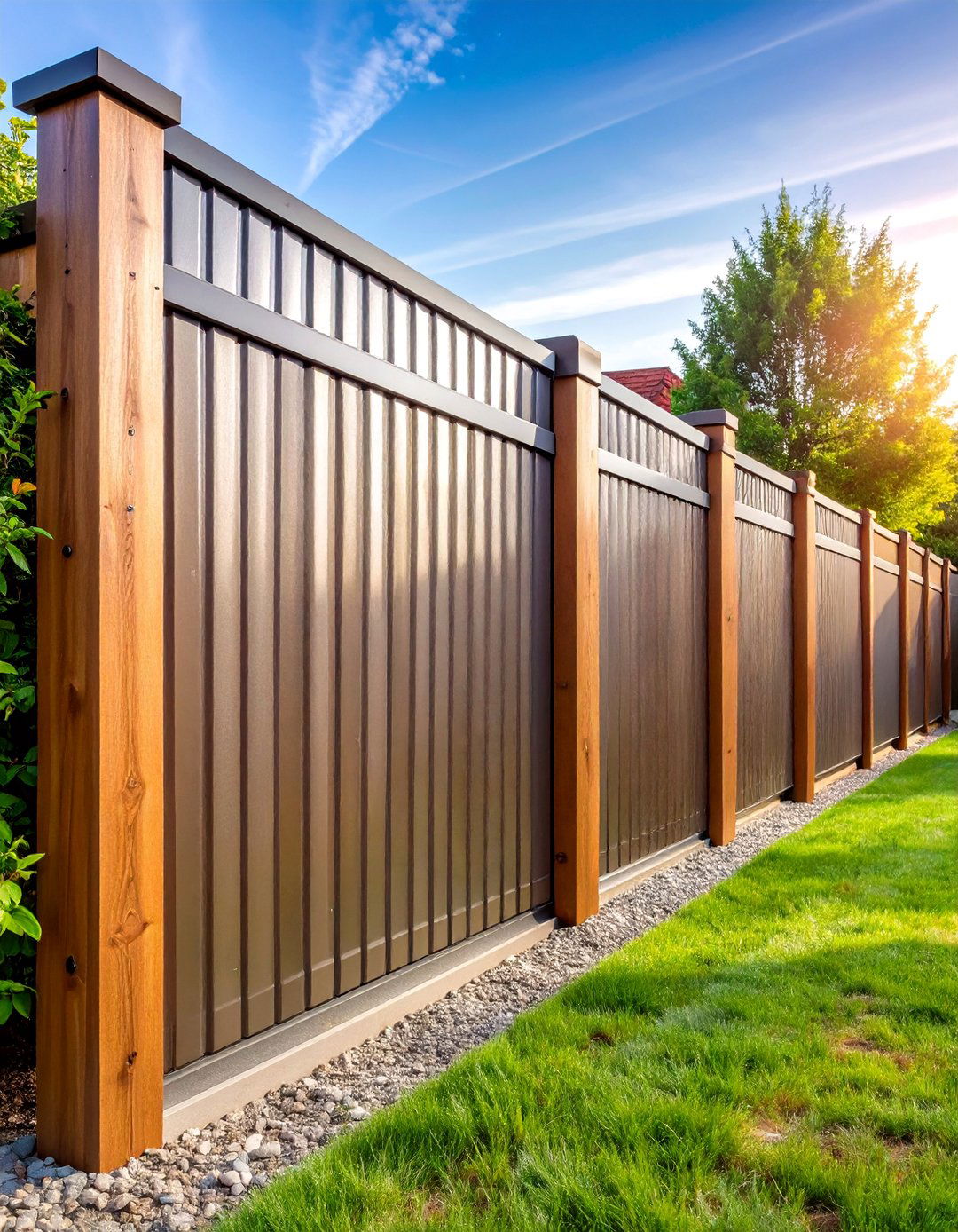 Corrugated Metal Industrial Fencing - 24 Cheap Privacy Fence Ideas