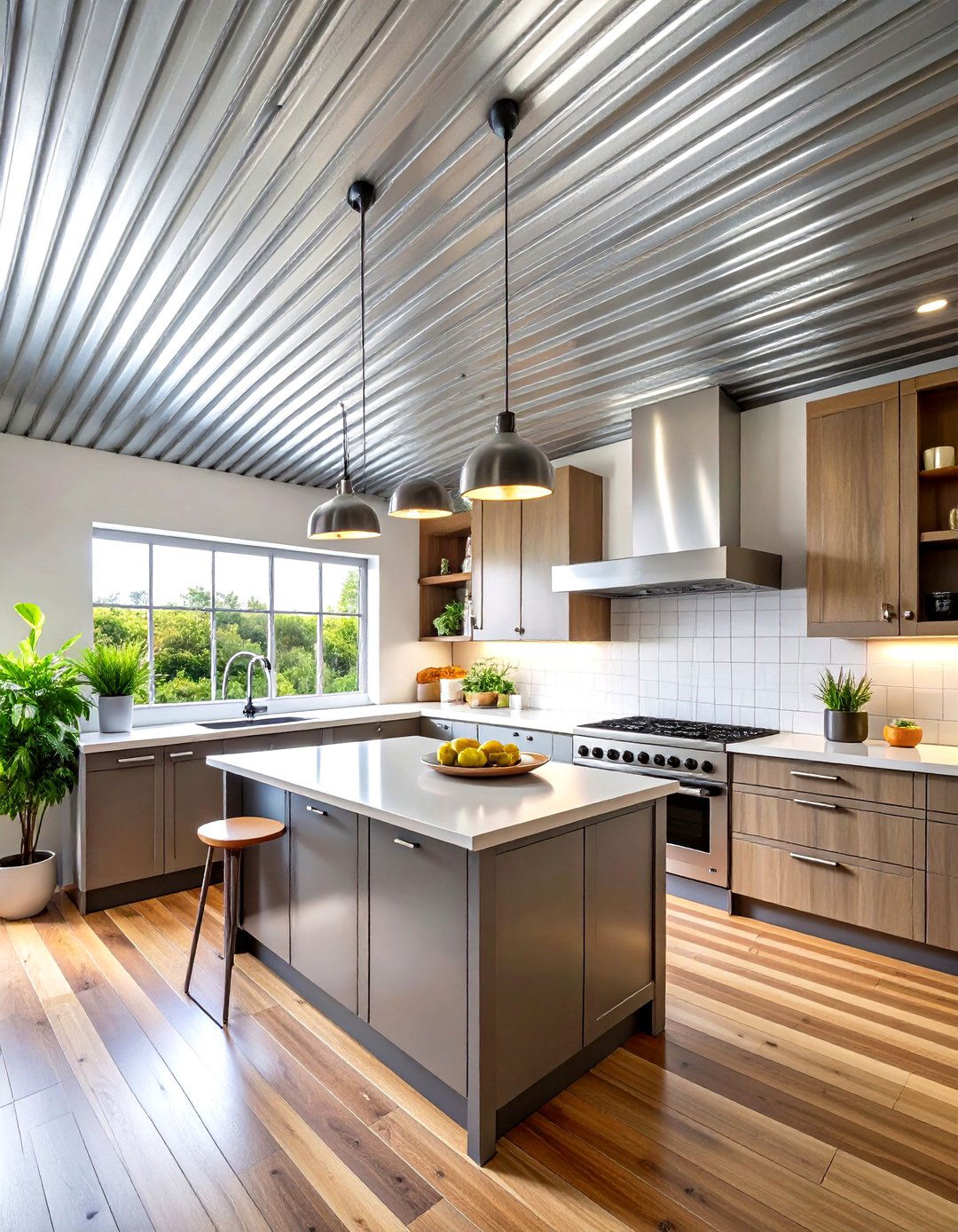 Corrugated Metal Kitchen Ceiling - 24 Kitchen Ceiling Ideas