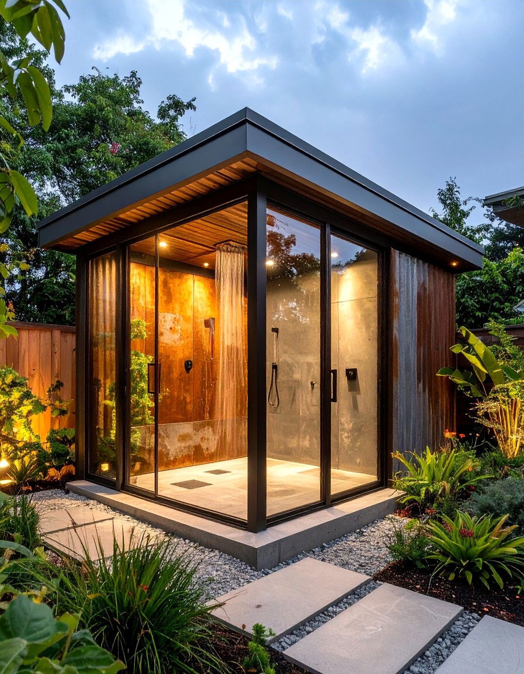 Corrugated Metal Modernist Shower - 24 Rustic Outdoor Bathroom Ideas