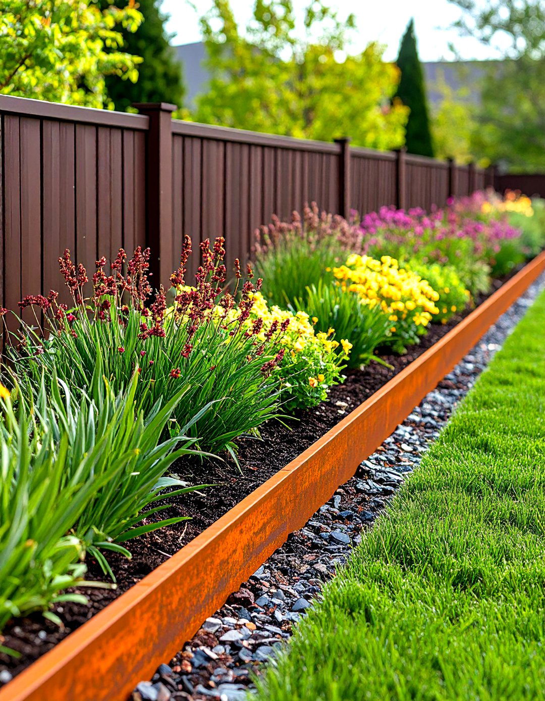 Corten Steel Weathering Edging - 24 Garden Edging Ideas