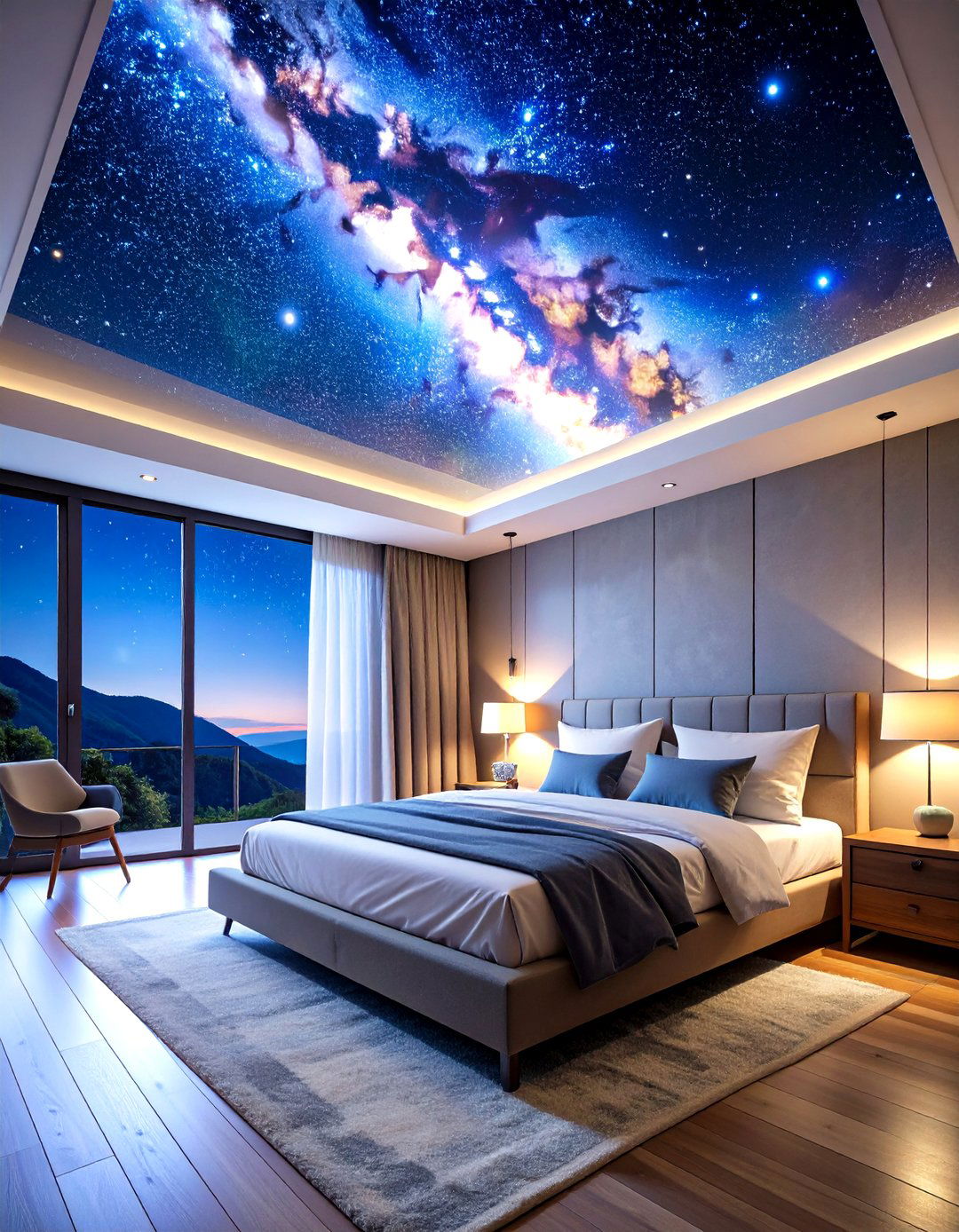 Cosmic Ceiling Wallpaper - 24 galaxy space-themed bedroom ideas
