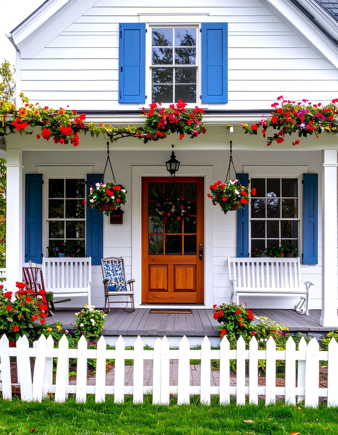 Cottage Farmhouse with Picket Fence Charm - 24 White Farmhouse With Wrap-around Porch Ideas
