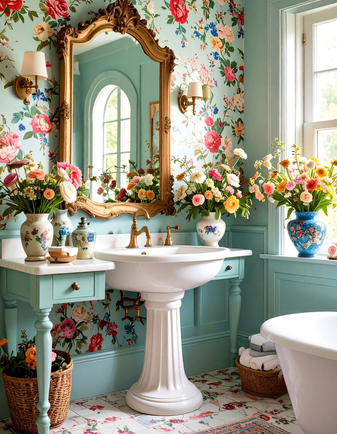 Cottage Garden Bathroom Theme - 24 Country Bathroom Ideas
