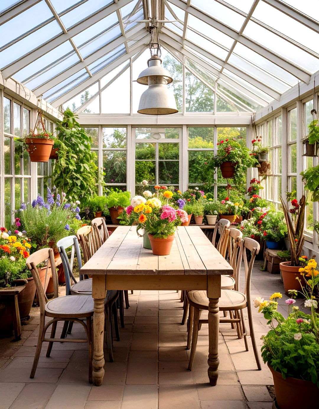 Cottage Garden Greenhouse Breakfast Nook - 24 Greenhouse Room Ideas