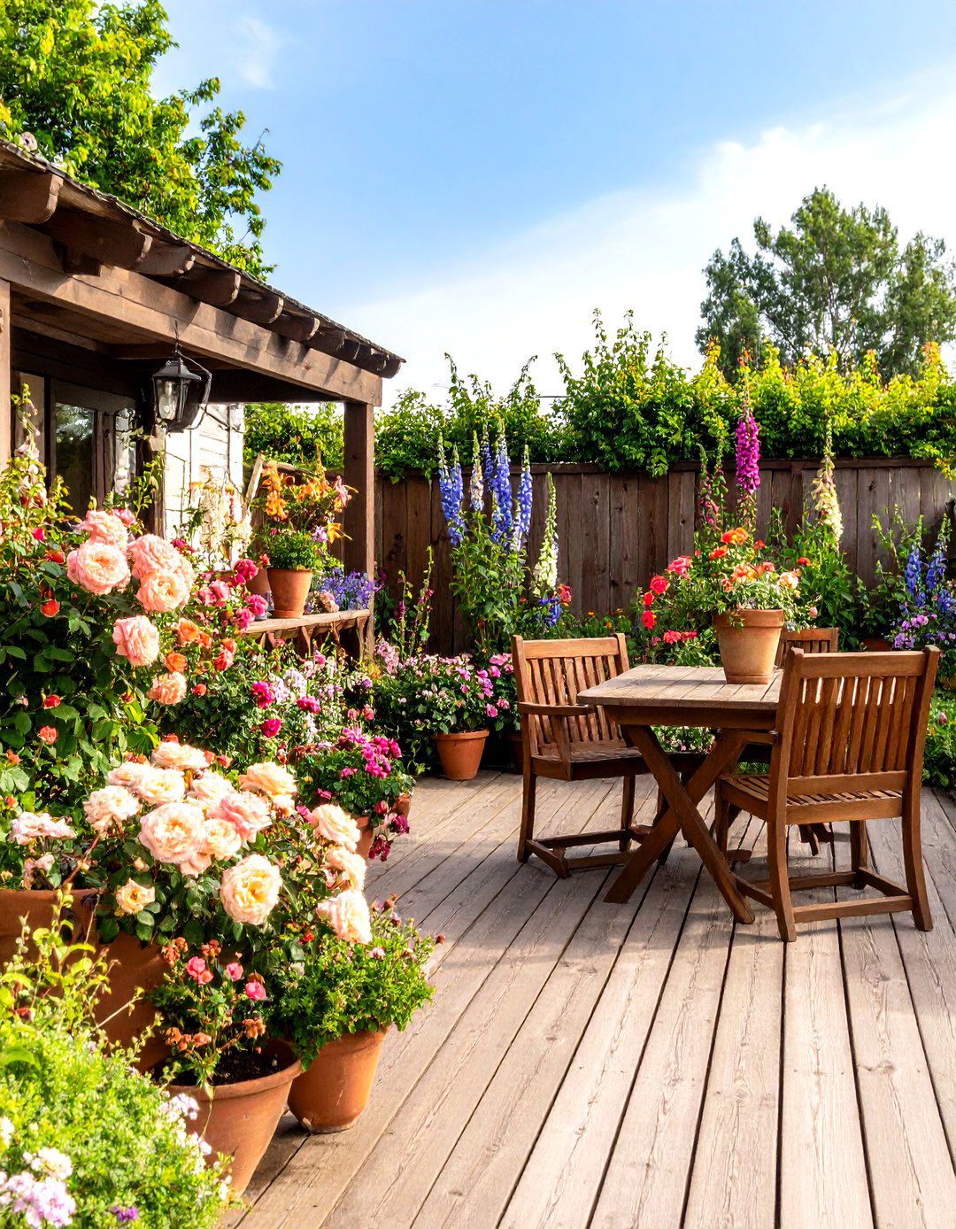 Cottage Garden Romantic Style - 24 Deck Decorating Ideas With Plant