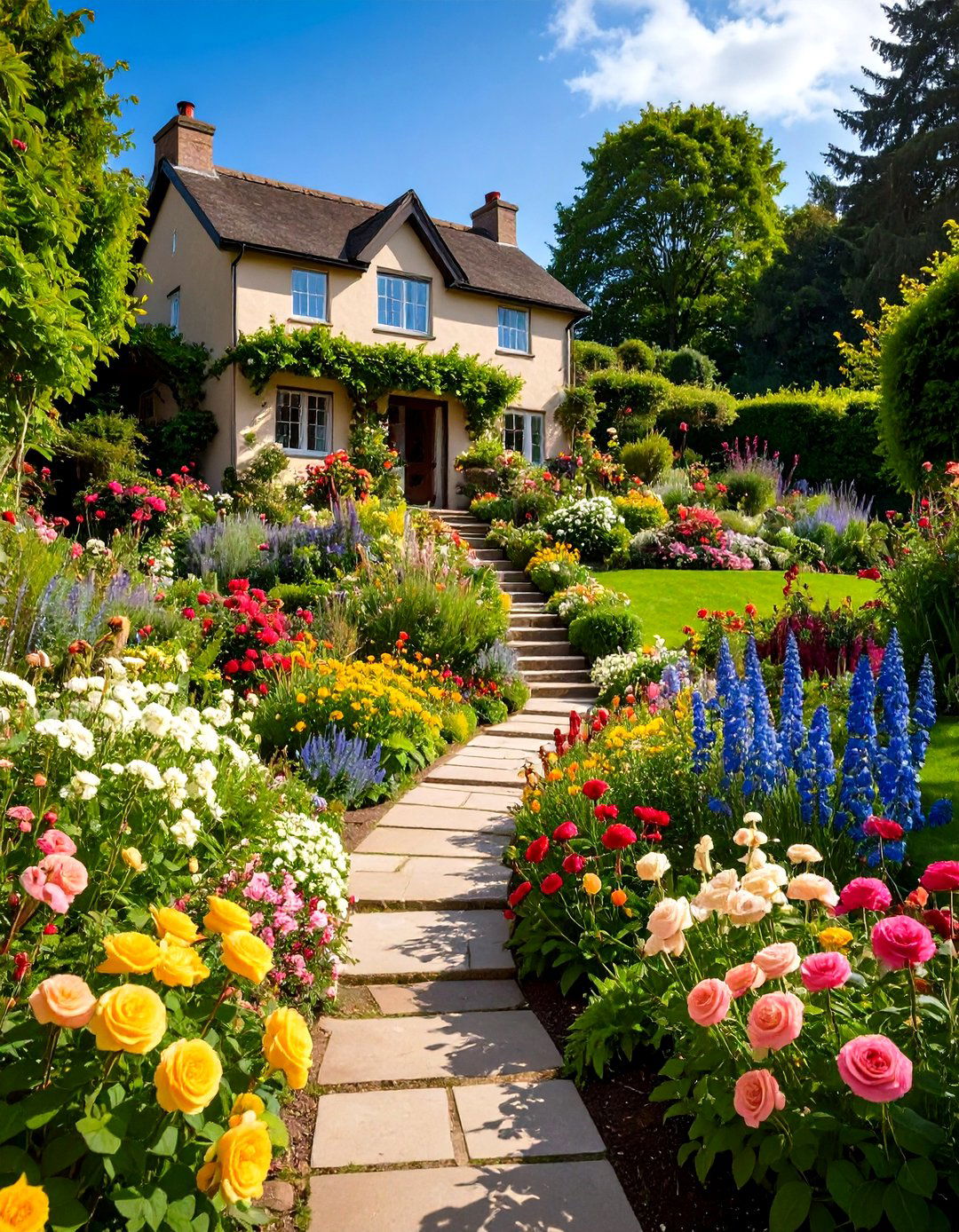 Cottage Garden Slope Terraces - 24 Sloping Garden Design Ideas