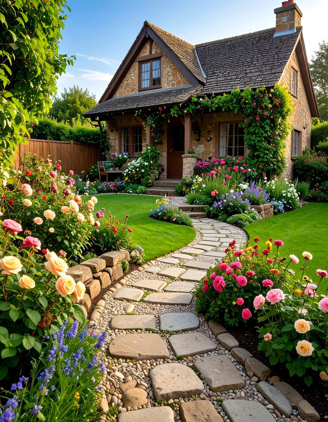 Cottage Garden Stone Integration - 24 Rock Landscaping Ideas