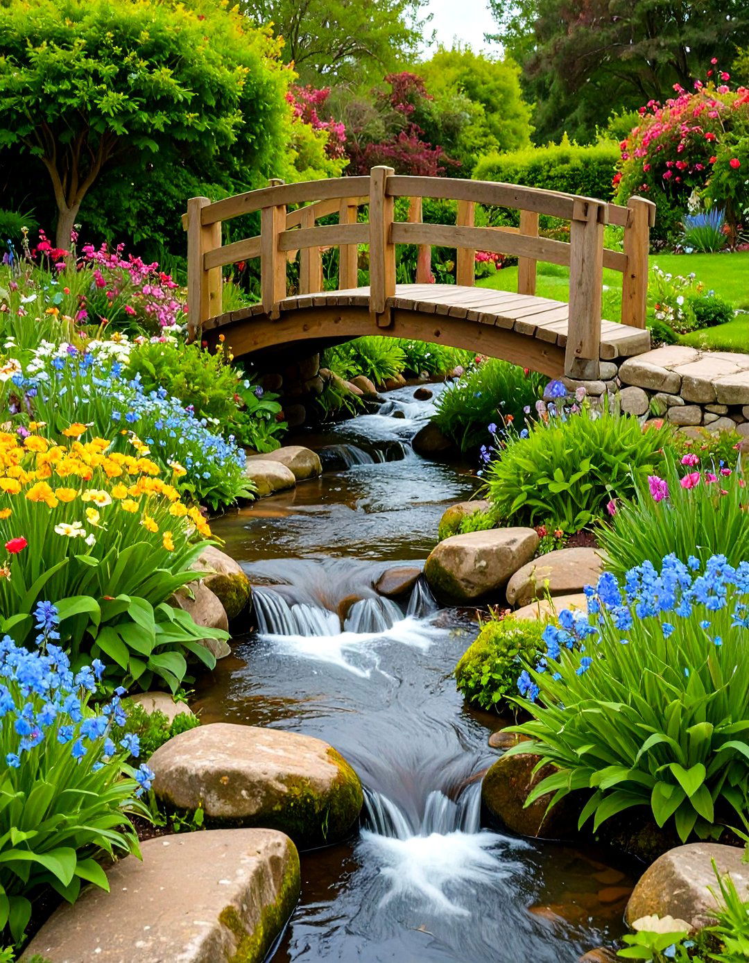 Cottage Garden Stream Design - 24 Pond Landscaping Ideas