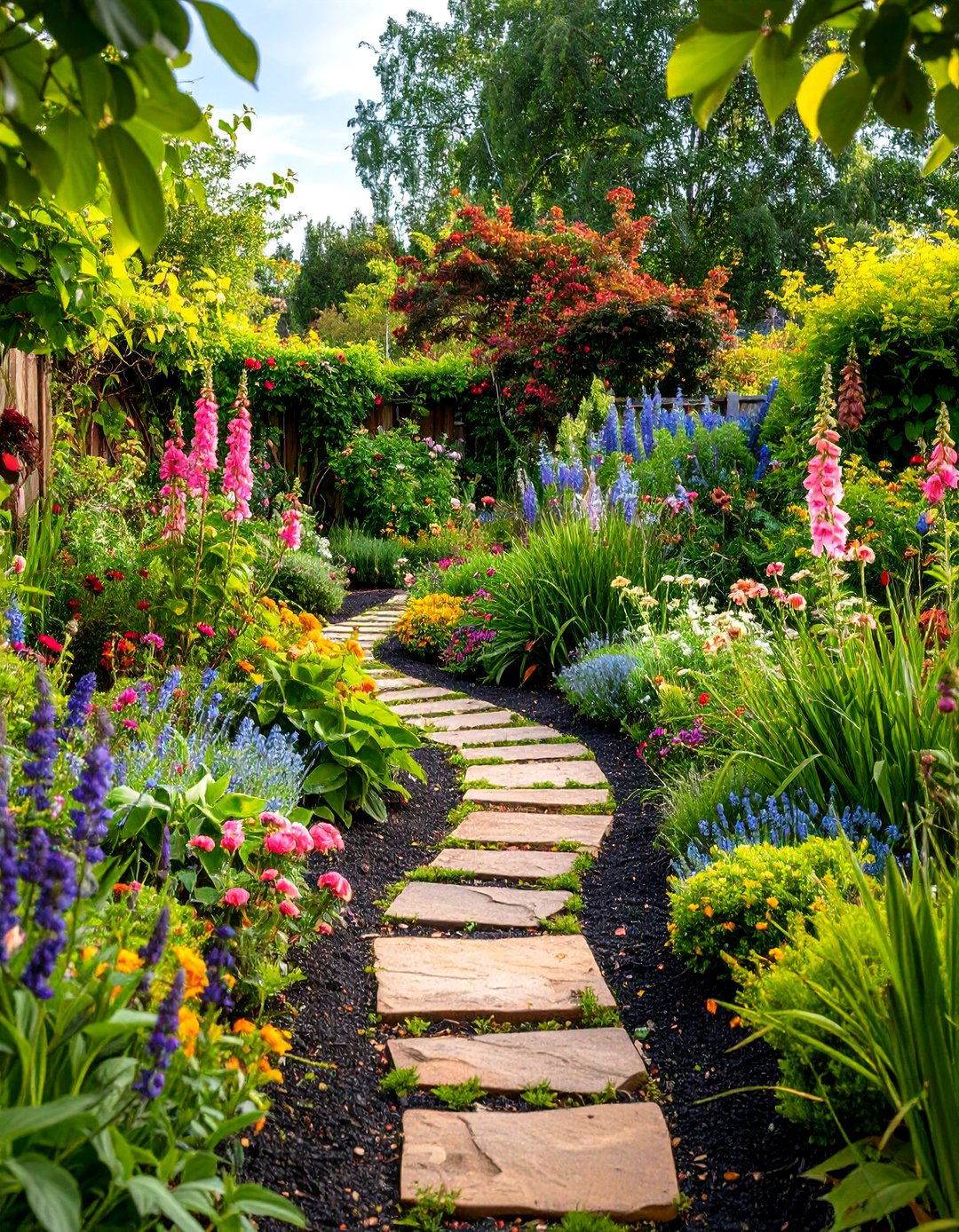 Cottage Garden Style Beds - 24 Black Mulch Landscaping Ideas