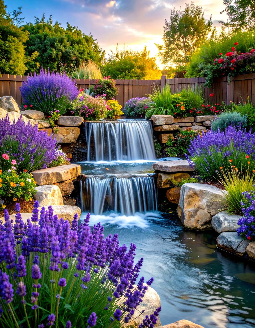 Cottage Garden Waterfall Feature - 24 Small Pond Ideas With Waterfalls