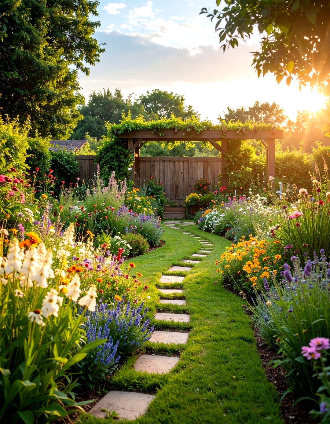 Cottage Garden Wildflower Meadow - 24 Large Backyard Landscaping Ideas