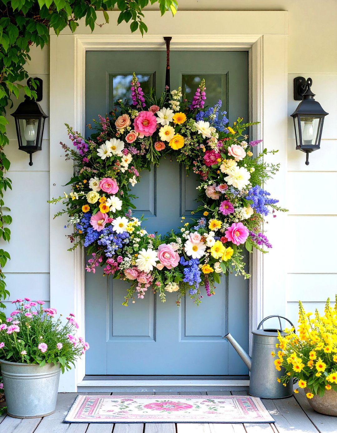 Cottage Garden Wildflower - 24 Summer Front Door Decor Ideas