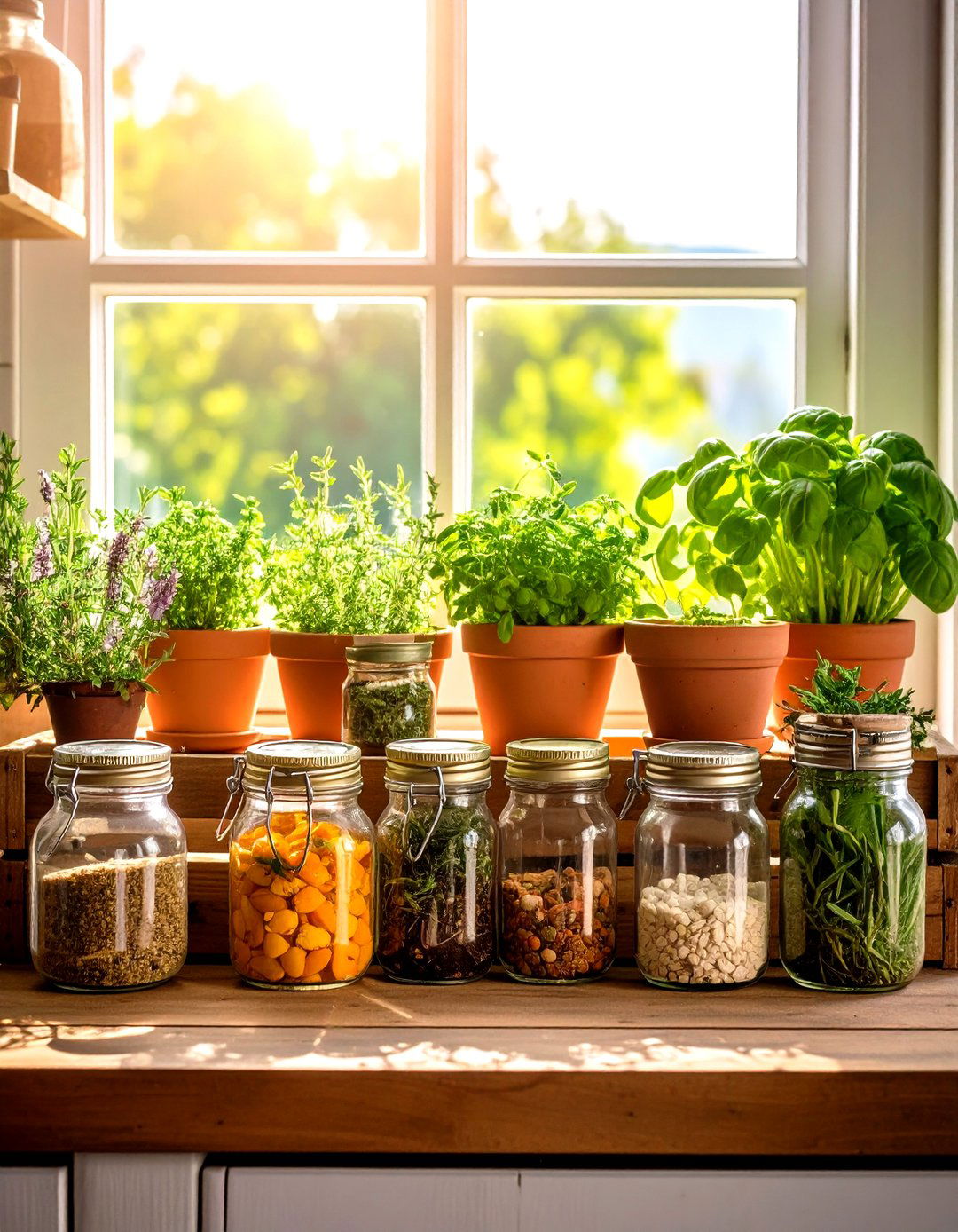 Cottage Garden Window Herbs - 24 Cottage Kitchen Ideas